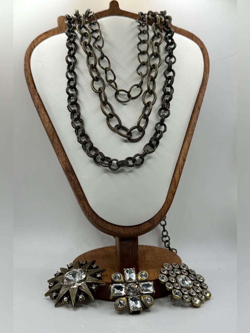 NWT Chicos Paris Ott Quick Change Artist Convertible Bronze Brooch Necklace Set